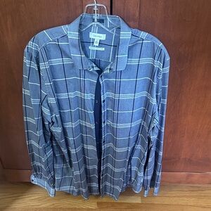 Calvin Klein Blue Plaid Casual Button Down Shirt
